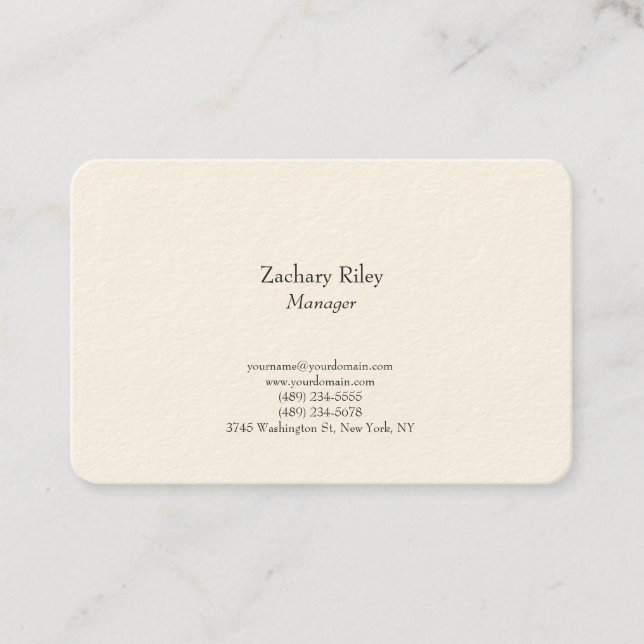 Clear trendy elegant plain simple minimalist white business card (Front)