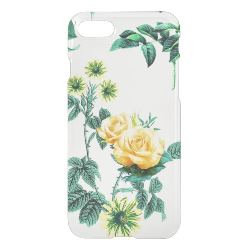 Clear vintage floral flowers yellow rose roses iPhone SE87 case