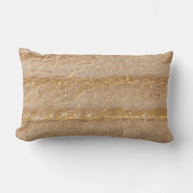 Clear Water Beach Ocean Sea Waves Brown Sandy Lumbar Pillow (Front)