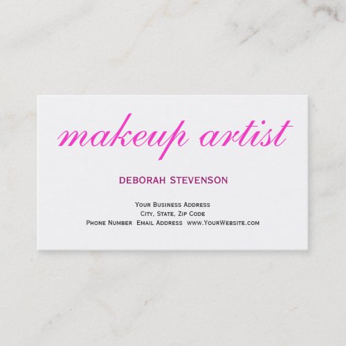 Clear White Pink Makeup Artist Business Card