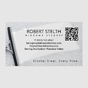 Clear Window Cleaner Branding Qr code Business Cards