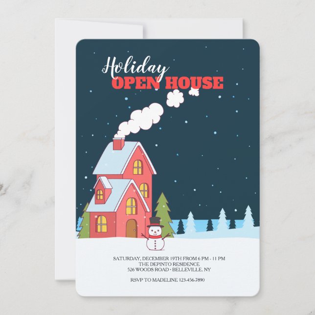 Clear Winter Night Open House Invitation (Front)