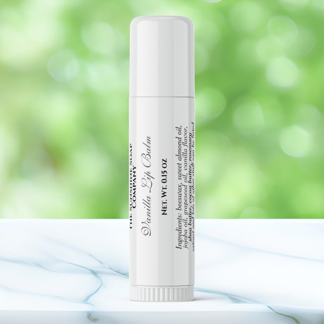 Clear with black text lip balm tube label (Creator Uploaded)