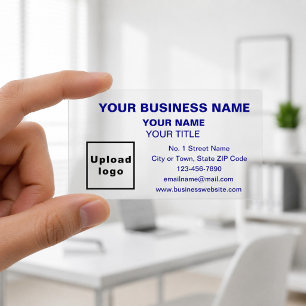 Clear with Blue Text Business Cards