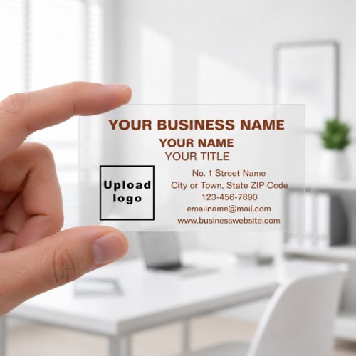Clear with Brown Text Business Cards