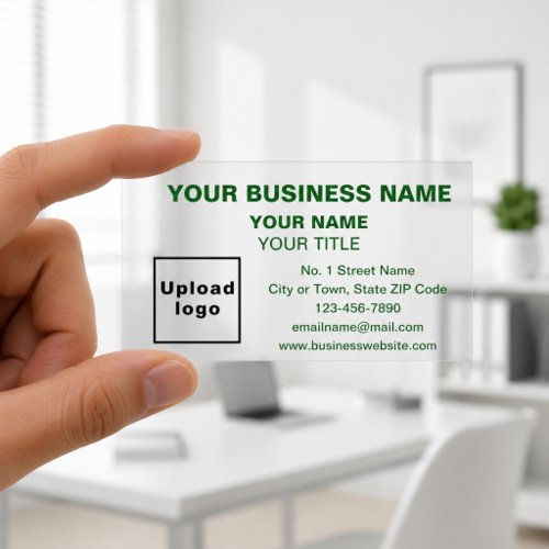 Clear with Green Text Business Cards