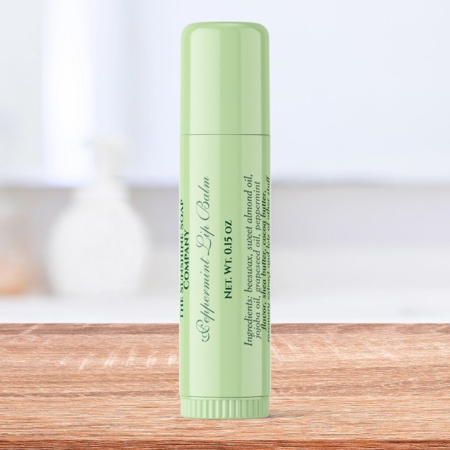 Clear with green text lip balm tube label (Creator Uploaded)