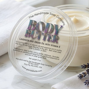 Clear with Iridescent Glitter Body Butter Label