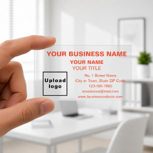 Clear with Orange Text Business Cards