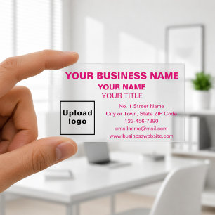 Clear with Pink Text Business Cards