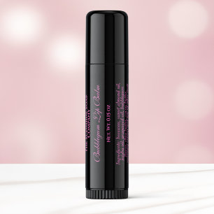 Clear with pink text lip balm tube label