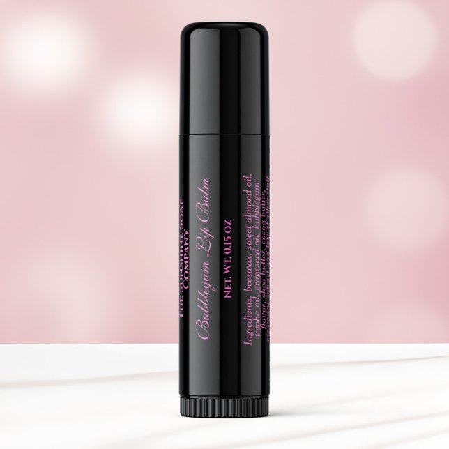 Clear with pink text lip balm tube label (Creator Uploaded)