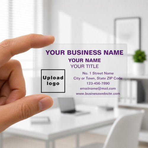 Clear with Purple Text Business Cards