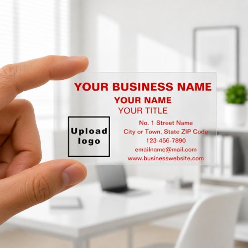 Clear with Red Text Business Cards