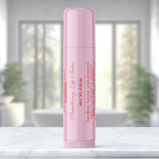 Clear with red text lip balm tube label