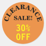 [ Thumbnail: "Clearance Sale!" "30% Off" Round Sticker ]