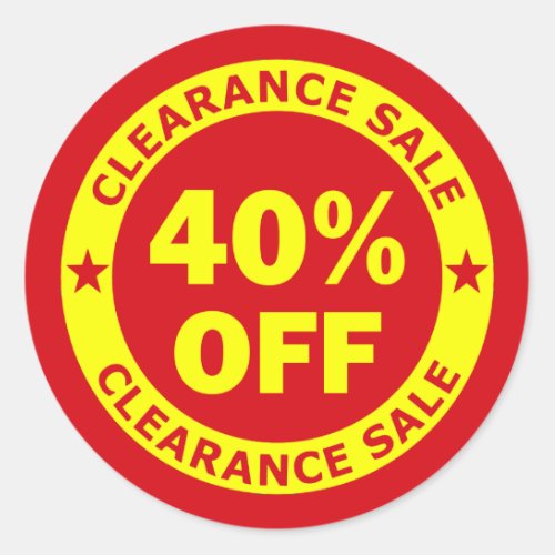 Clearance Sale 40 Percent Off Classic Round Sticker