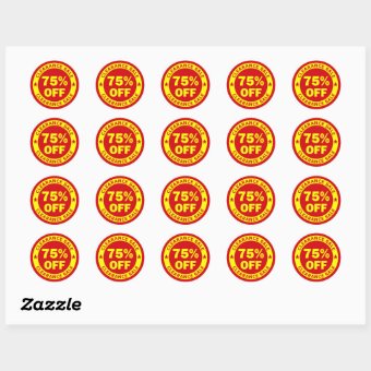Save 75 Sticker Clearance Sale 75 Percent Off Classic Round Sticker | Zazzle