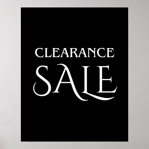 Clearance Sale Sign Black and White Boutique Sale Poster