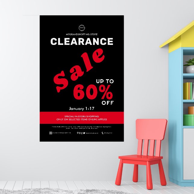 Clearance Sale Store Business Discount Black Poster (Nursery 1)