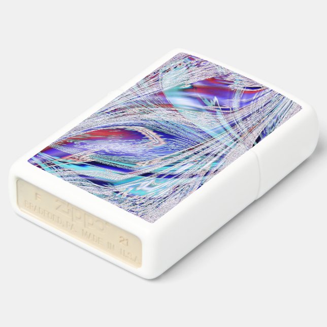 Cleared crossed bird feathers zippo lighter (Angled)