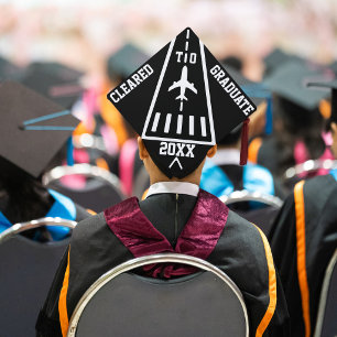 Cleared to Graduate Year Airplane Runway Aviation Graduation Cap Topper