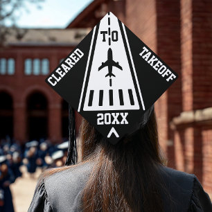 Cleared to Graduate Year Airplane Runway Aviation Graduation Cap Topper