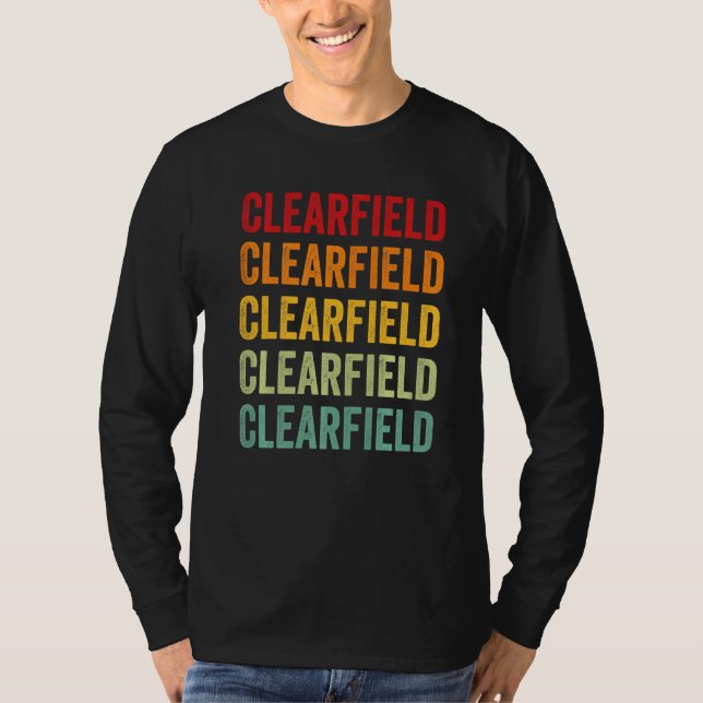 Clearfield County Pennsylvania Rainbow Text T-Shirt (Front)