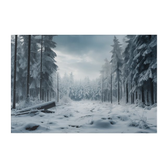 Clearing in the Snowy Forest Acrylic Wall Art (Front)