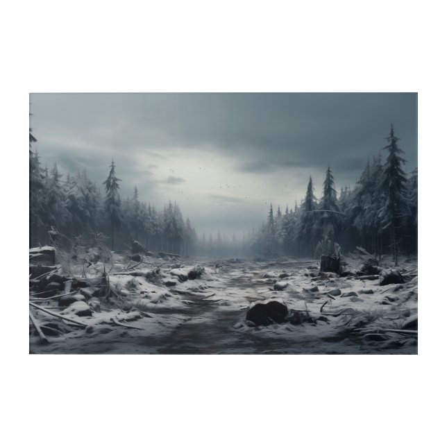 Clearing in the Snowy Forest Acrylic Wall Art (Front)