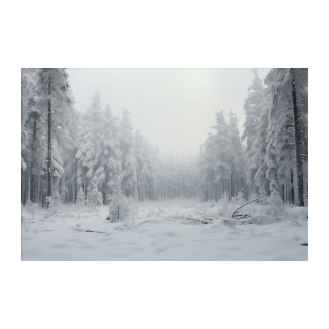 Clearing in the Snowy Forest Acrylic Wall Art (Front)