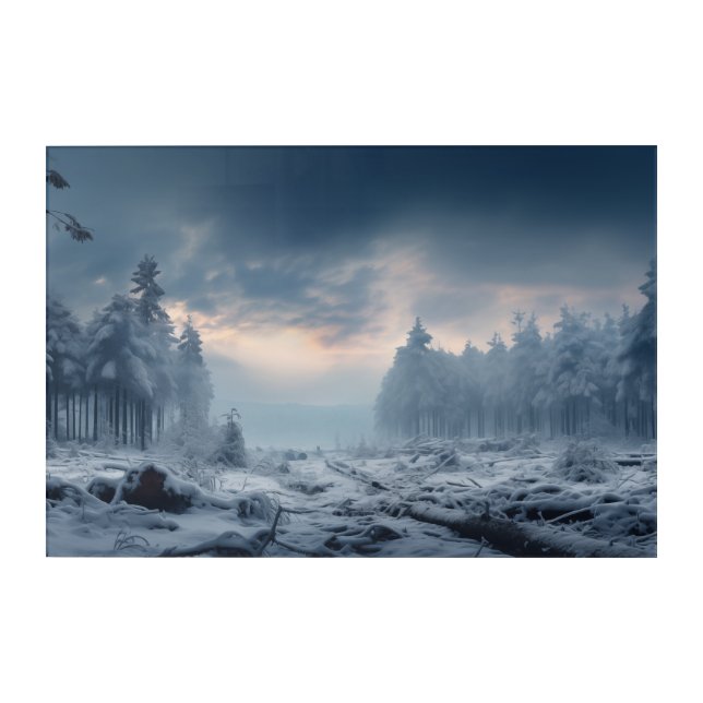 Clearing in the Snowy Forest Acrylic Wall Art (Front)