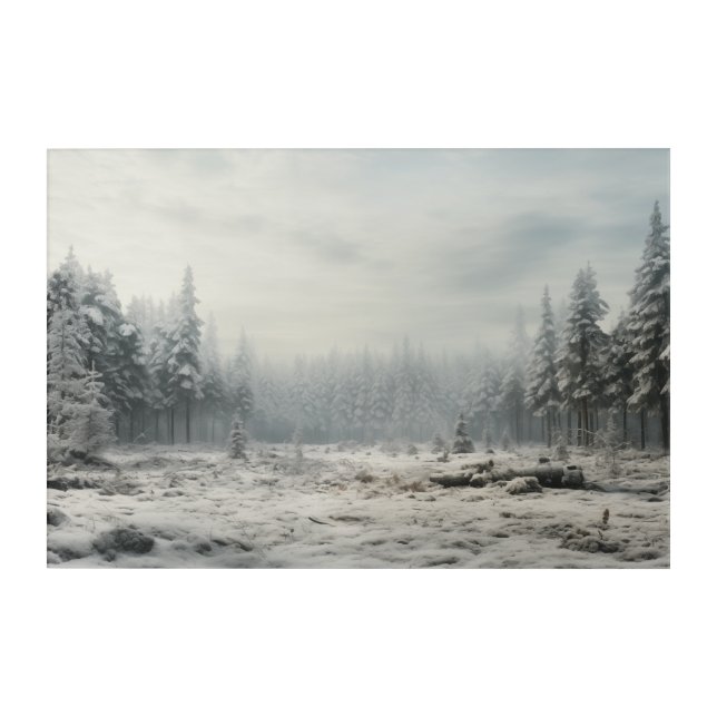Clearing in the Snowy Forest Acrylic Wall Art (Front)