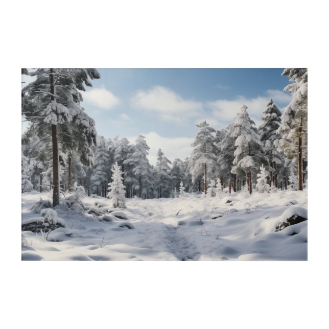 Clearing in the Snowy Forest Acrylic Wall Art (Front)
