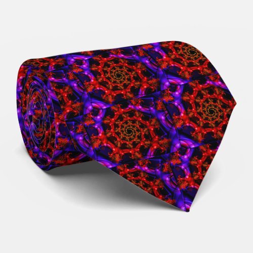 Clearly  Red and Blue Fractal Art Neck Tie