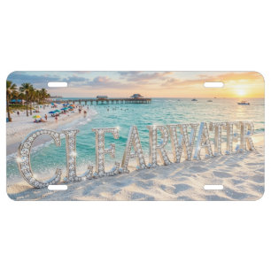 Clearwater Beach Aluminum License Plate
