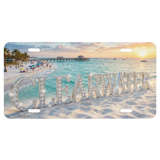 Clearwater Beach Aluminum License Plate (Front)