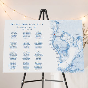 Clearwater Beach FL 12 table Wedding Seating Chart Foam Board