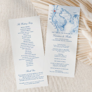 Clearwater Beach FL Map Elegant Navy Blue Wedding Program