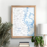 Clearwater Beach FL Map Wedding Guest Book Poster