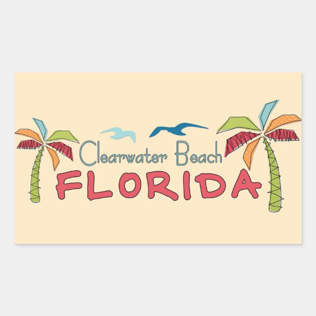Clearwater Beach Florida artsy palms Rectangular Sticker (Front)