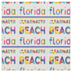 Clearwater Beach, Florida. Colorful Text Pattern Fabric