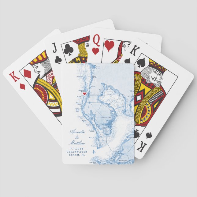 Clearwater Beach Florida Destination Wedding Favor Poker Cards (Back)