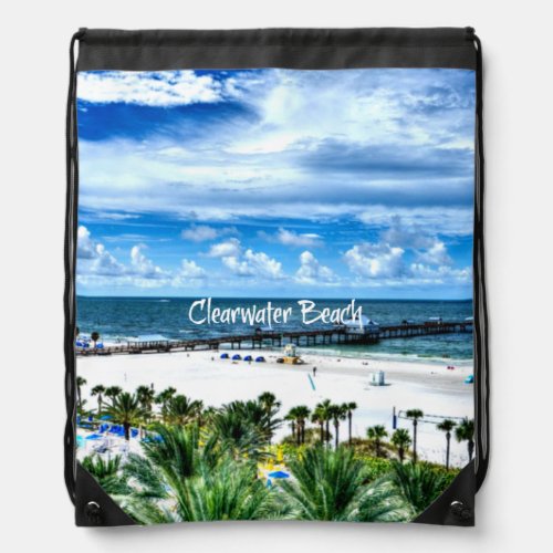 Clearwater Beach Florida Drawstring Bag