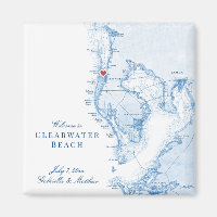 Clearwater Beach Florida Map Wedding Favor Magnet