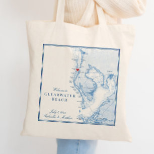 Clearwater Beach Florida Map Wedding Welcome Tote Bag