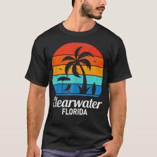Clearwater Beach Florida Palm Tree Vintage Sunset T-Shirt