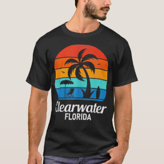 Clearwater Beach Florida Palm Tree Vintage Sunset T-Shirt