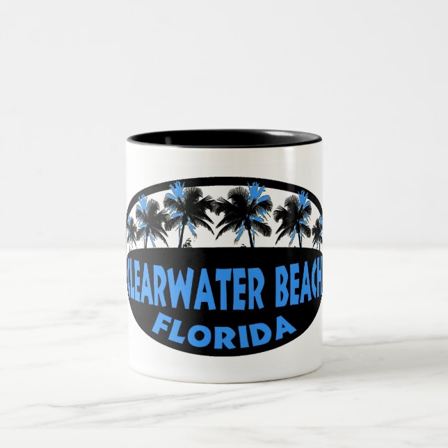 Clearwater Beach Florida palms Two-Tone Coffee Mug (Center)