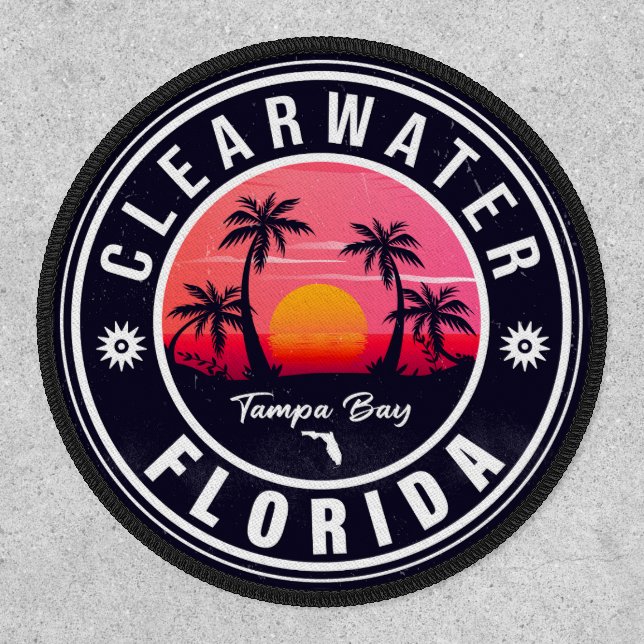 Clearwater Beach Florida Retro Sunset Souvenirs Patch (Front)